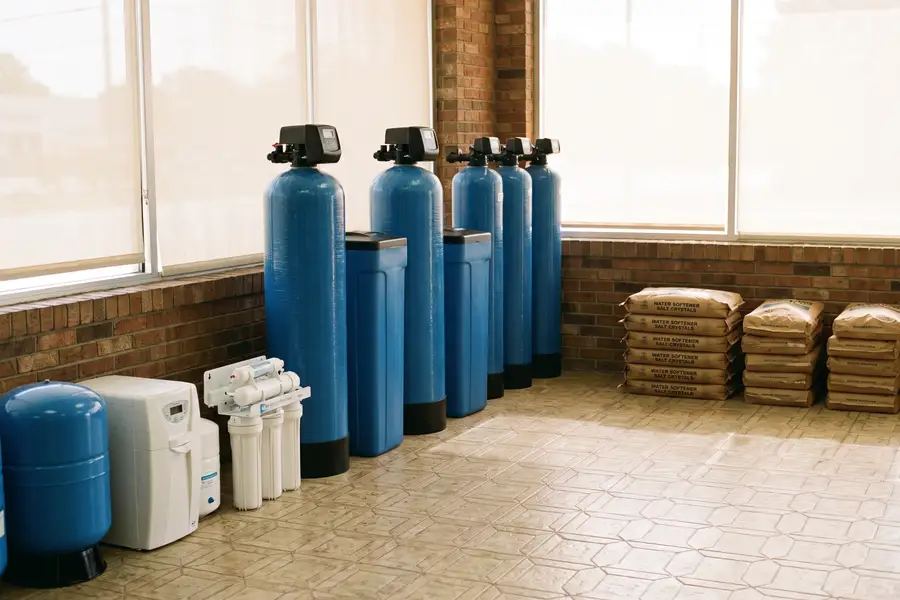 Softeners, reverse osmosis and salt on display in the store
